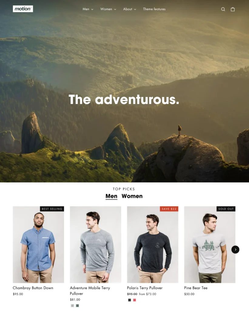 Mejores temas de Shopify Motion