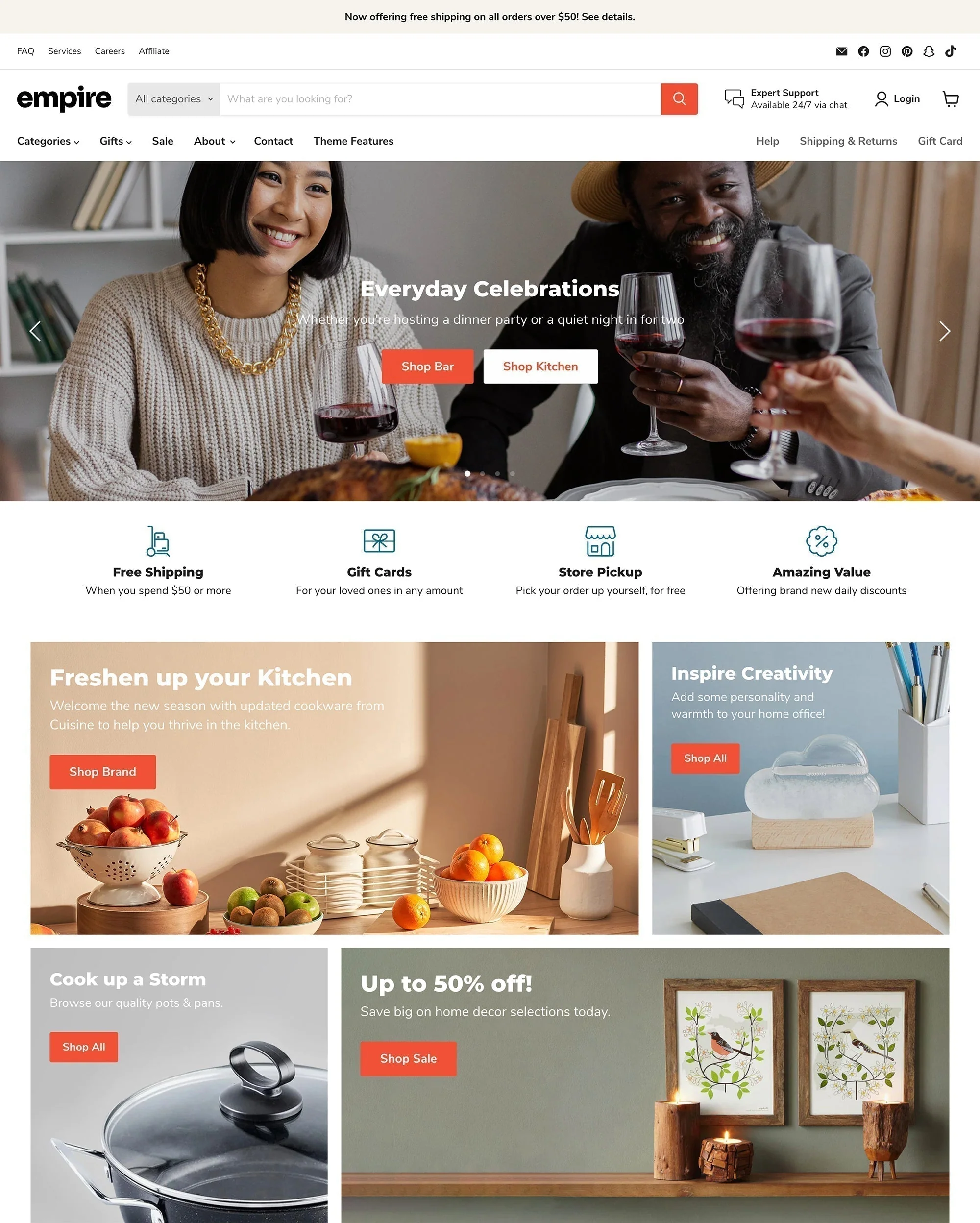 Mejores temas pro de Shopify Empire